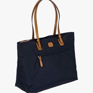 BRIC X Travel Large Nylon Tote with leather details black Made in Italy